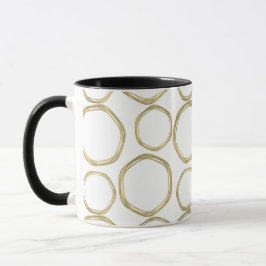 Taza Círculos Dorados Sobre Blanco Moderno y Tendencios