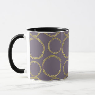 Taza Círculos dorados y púrpura beige rústico moderno t