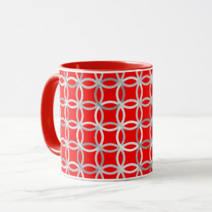 Taza Círculos modernistas de mediados de siglo, rojo in
