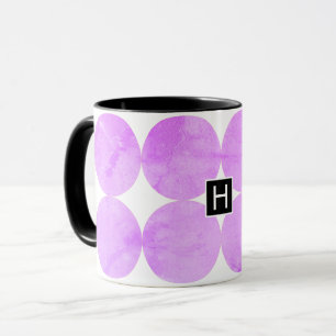 Taza Círculos púrpura modernos Monograma