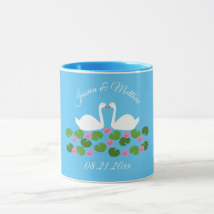 Taza Cisnes blancas y nenúfares Bodas Personalizado