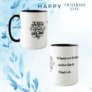 Taza Cita café de mensaje negro de corte Inspirador
