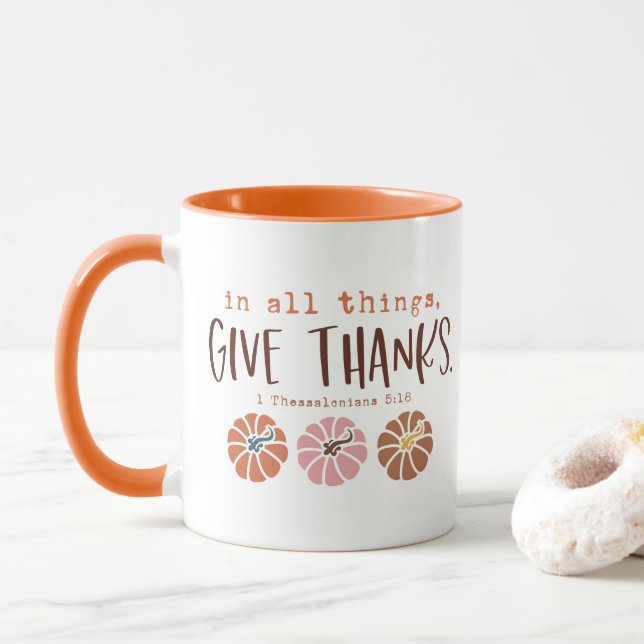 Taza Cita cristiana de Acción de Gracias (Con donut)