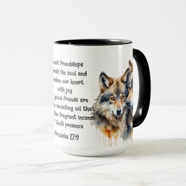 Taza Cita de amistad de amigo íntimo Wolves Proverbs (Anverso derecho)