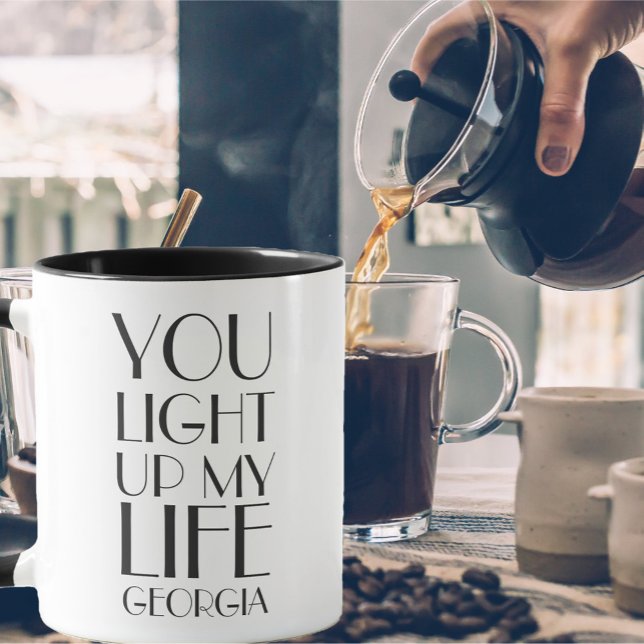 Taza Cita de amor moderna en blanco y negro (Subido por el creador)