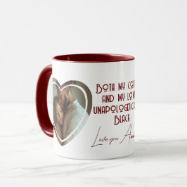 Taza Cita de amor negra en el corazón Personalizado fot