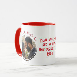 Taza Cita de amor negra en rojo foto personalizado