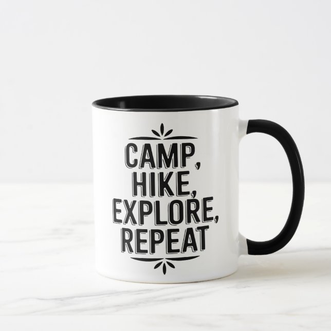 Taza Cita de aventura de campamento Hike Explore Repeat (Derecha)