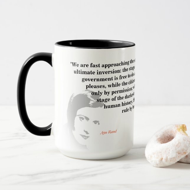 Taza Cita De Ayn Rand Sobre La Inversión Definitiva (Con donut)