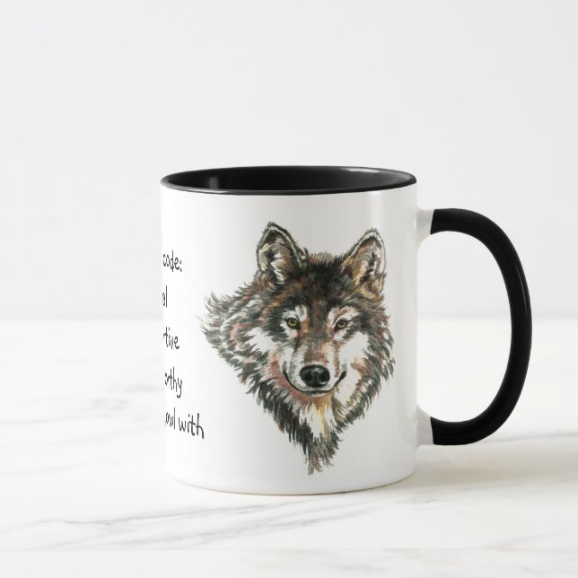Taza Cita de código lobo, animal lobos (Derecha)