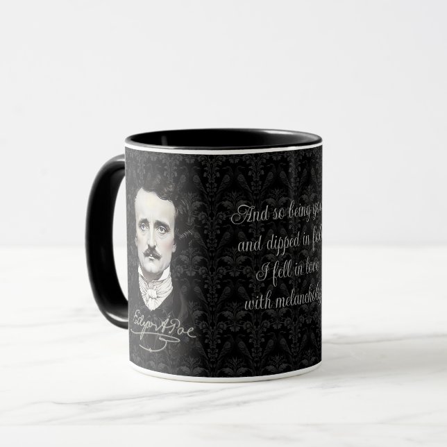 Taza Cita de firmas de Edgar Allan Poe Gothic Halloween (Anverso izquierdo)