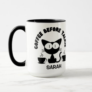 Taza Cita de gato y café divertida personalizada 