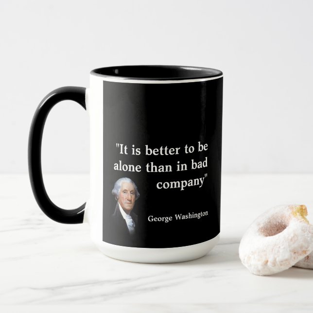 Taza Cita de George Washington sobre mala compañía (Con donut)