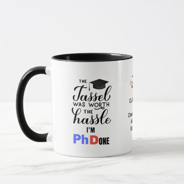 Taza Cita de graduados de doctorado personalizada y div (Izquierda)
