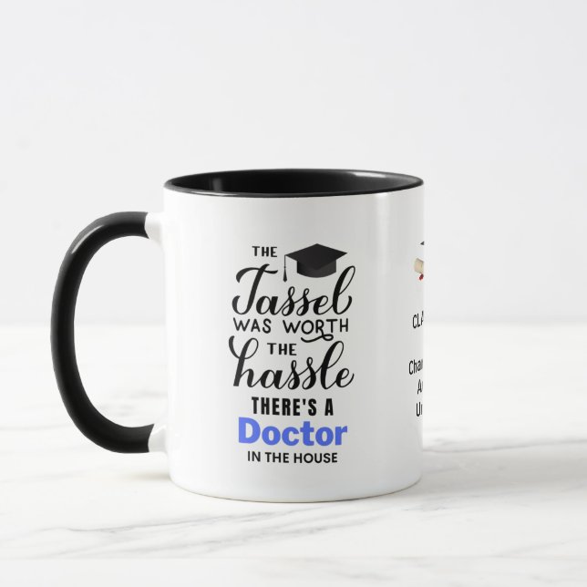 Taza Cita de graduados de doctorado personalizada y div (Izquierda)