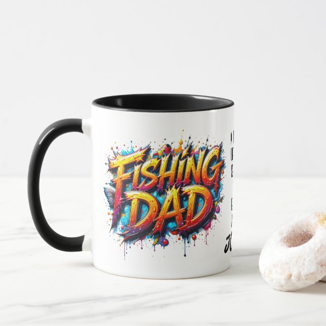 Taza Cita de graffiti rojo oro de pescadores (Con donut)