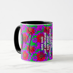 Taza Cita de hermana pequeña y monograma floral Regal
