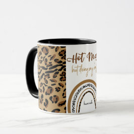 Taza Cita de Hot Mess Leopard Imprimir Arcoiris Persona