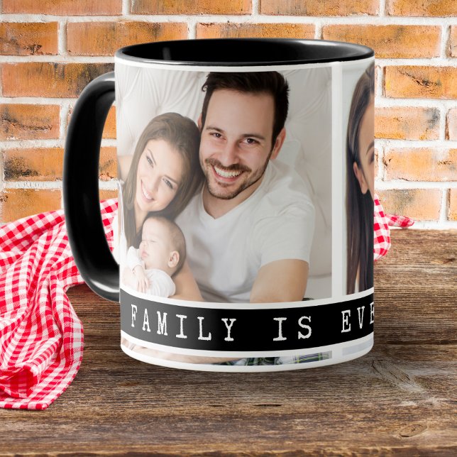 Taza Cita de imagen de la familia de Collages de fotos  (
Multi Photo Collage Family Quote Mug - Design your own coffee cups with  family pictures on them.)