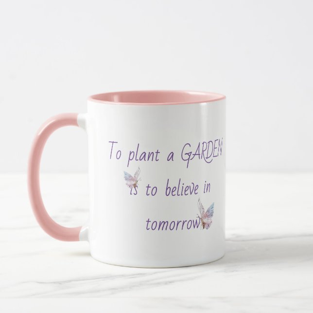 Taza Cita de jardín inspiradora con mariposa (Izquierda)