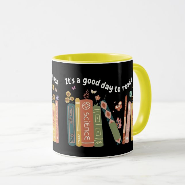 Taza Cita de los amantes del libro, es un buen día para (Anverso derecho)