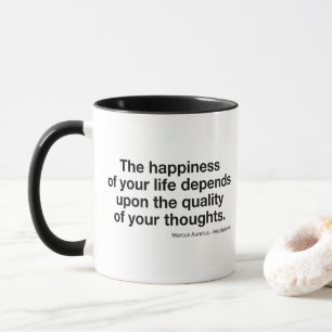 Taza Cita de Marco Aurelio: "La Felicidad Depende De...