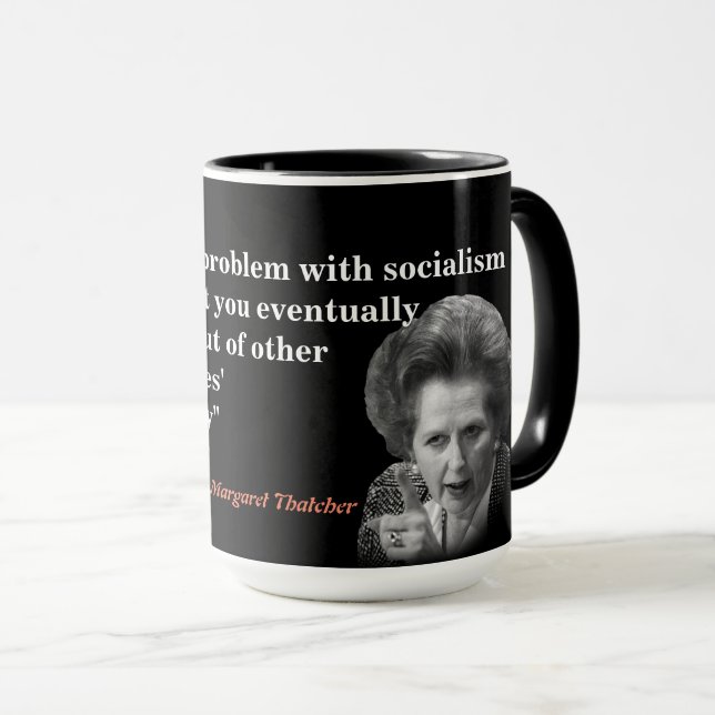 Taza Cita de Margaret Thatcher sobre socialismo (Anverso derecho)