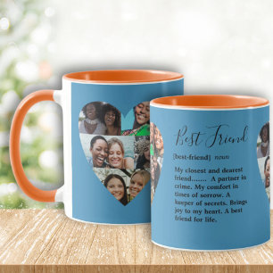Taza Cita de mejor amiga Foto de BFF Collage de corazón