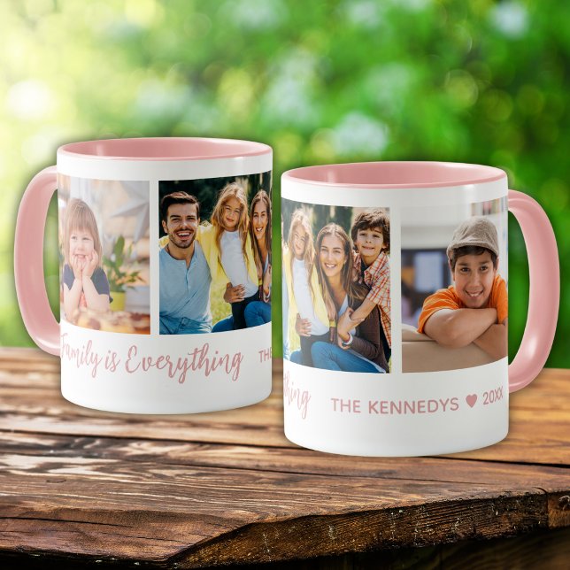 Taza Cita de nombre de familia de Collage de fotos pers (Subido por el creador)