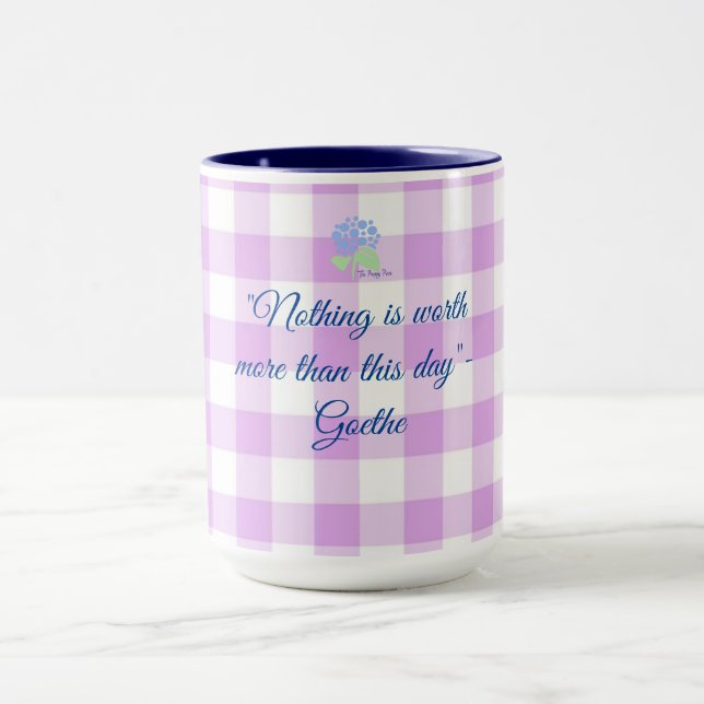 Taza cita de purple gingham Goethe (Centro)