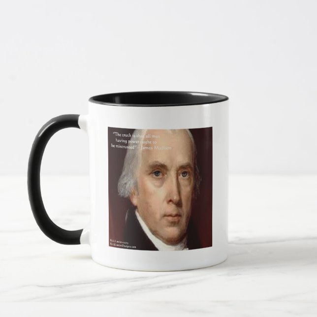 Taza Cita de sabiduría "Desconfiar del poder" de James  (Izquierda)