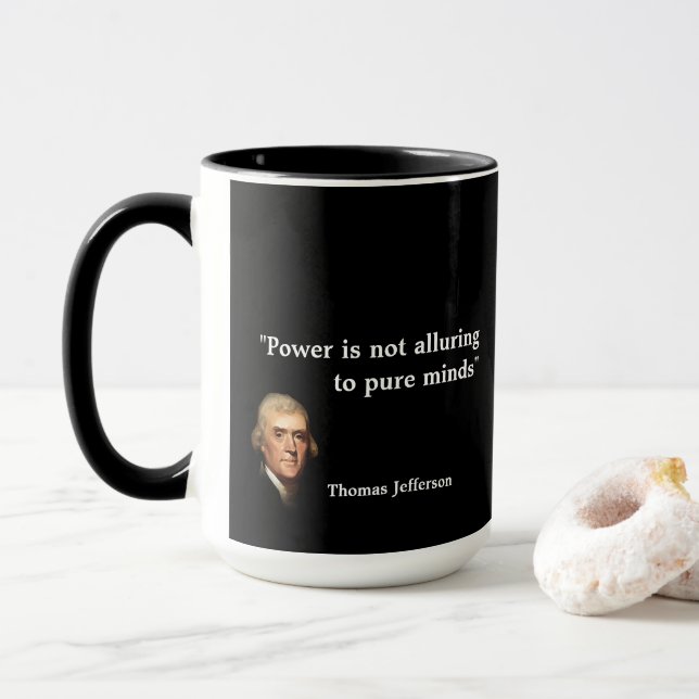 Taza Cita de Thomas Jefferson sobre mentes puras (Con donut)
