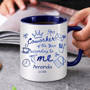 Taza Cita divertida de compañero de trabajo dibujada a 