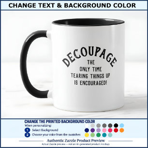 Taza Cita Divertida de Decoupage Personalizada BW01 Art