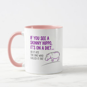 Taza Cita Divertida de Hipopótamo Flaco Humor Animal