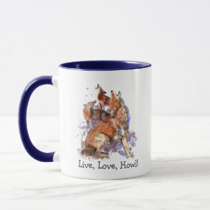 Taza Cita divertida de Live Love Howl Howling Coyotes M