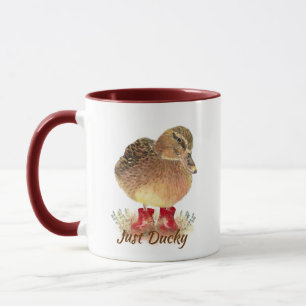 Taza Cita divertida de un pato corto "Just Ducky"