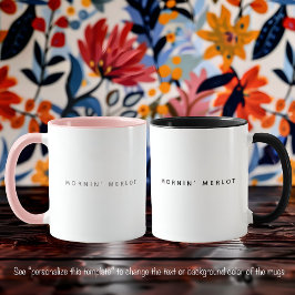 Taza Cita Divertida de Vino Merlot Fuente Gris de Moda 