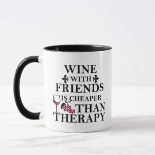 Taza Cita divertida de vino y amigos