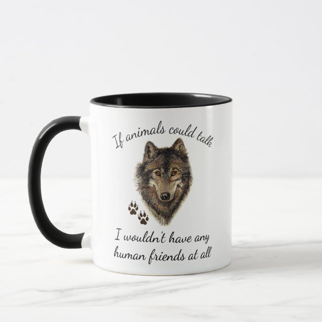 Taza Cita divertida de Wolf, amigos de los animales ins (Izquierda)