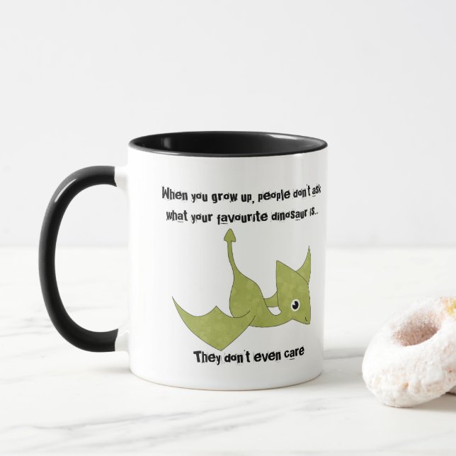 Taza Cita divertida favorita de dinosaurios Pterodactyl (Con donut)