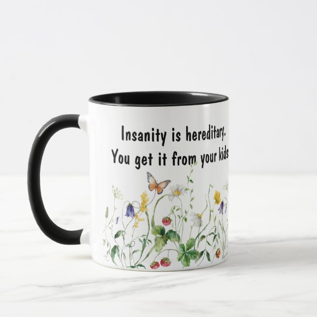 Taza Cita divertida humorística con flores silvestres (Izquierda)