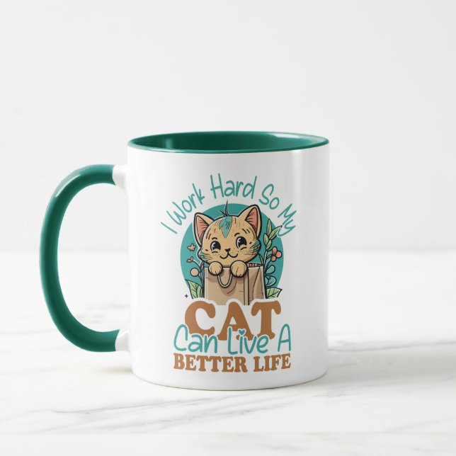 Taza Cita Divertida para Amantes de Gatos Gráfico de Ga (Izquierda)