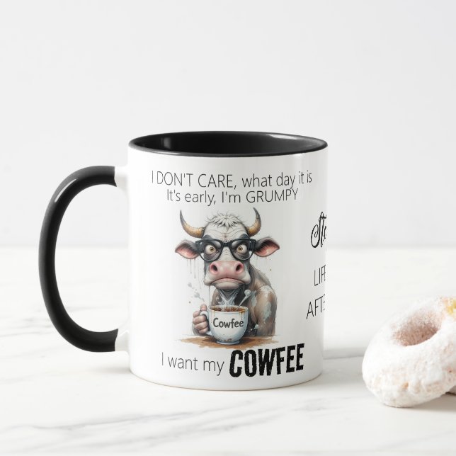 Taza Cita divertida para beber café de vaca (Con donut)