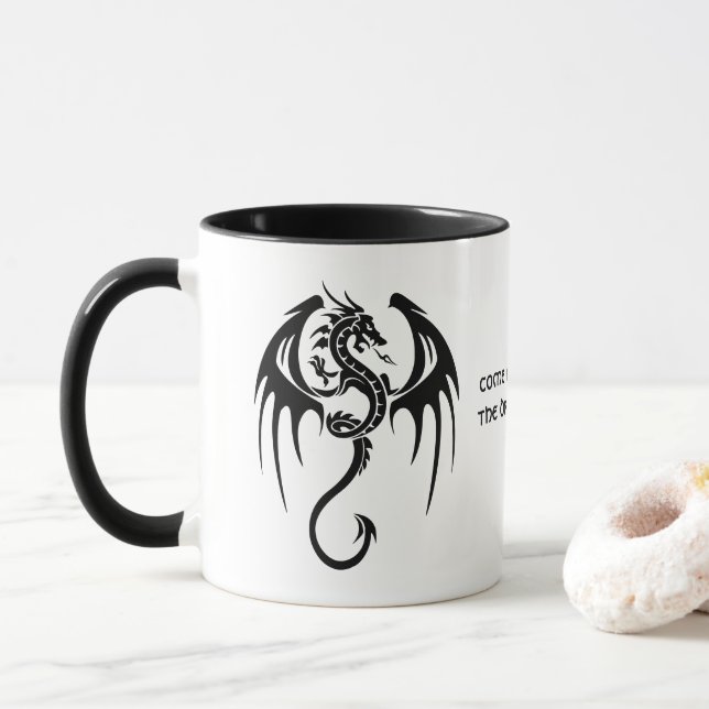 Taza Cita Dragón estilo celta y Shakespeare (Con donut)