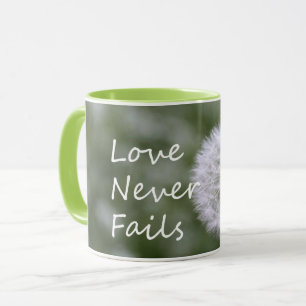 Taza Cita El amor nunca falla Dandelion 1 Corinthians 1