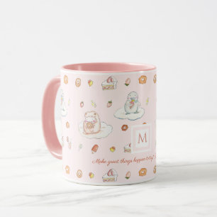 Taza Cita en monograma rosa para ovejas pasteles y ping