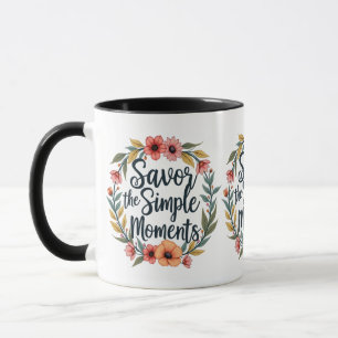 Taza Cita floral boho 'Saborea los momentos simples'