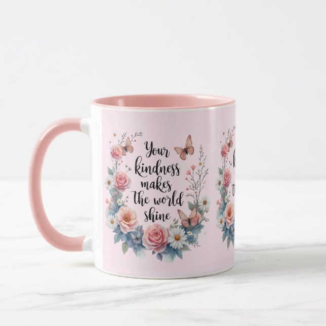 Taza Cita floral inspiradora con mariposas (Izquierda)