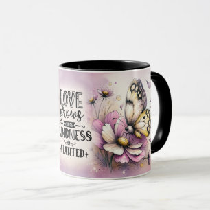 Taza Cita floral inspiradora/positiva con envoltura